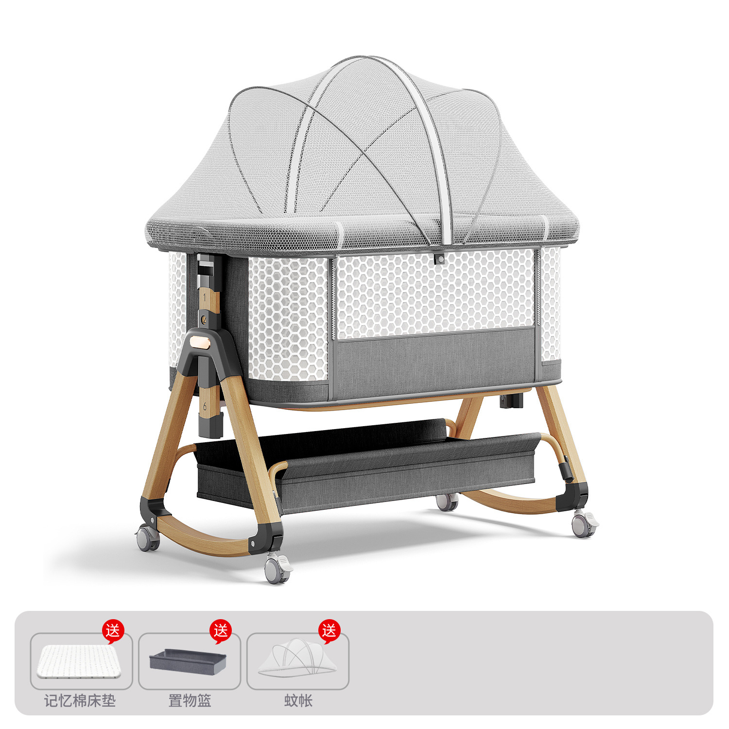 Cama para bebés, campana móvil, cuna, cama plegable portátil multifuncional, cama BB para recién nacidos, cama de empalme grande