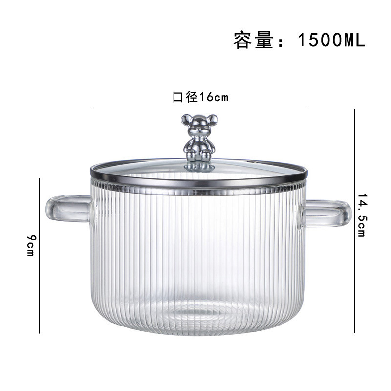 alto borosilicato de vidrio cocina de leche de doble oreja cocina de vidrio cocina de cocina