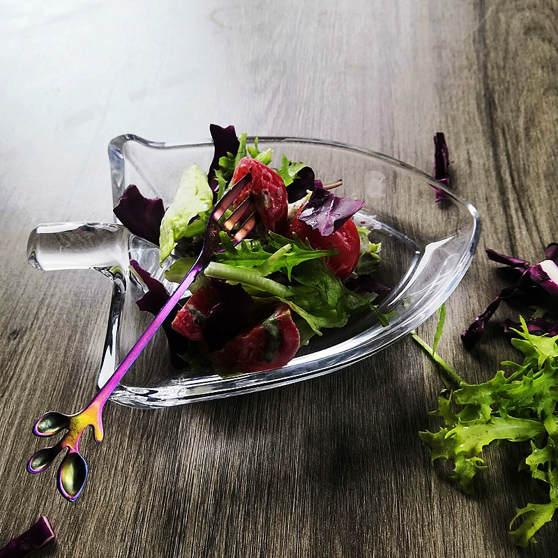 Стеклянная миска для салата, домашняя креативная миска чистого цвета, европейская квадратная миска, современная простая тарелка для фруктов, десертная чашка