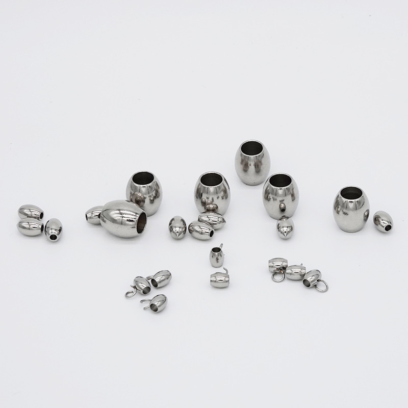 Stainless steel rice beads, oval hole beads, spacer beads, necklace and bracelet spacer beads, loose beads accessories, fashionable titanium steel accessories