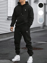 N 18300 Men's Autumn Casual Solid Color Hoodie Set �＾���e