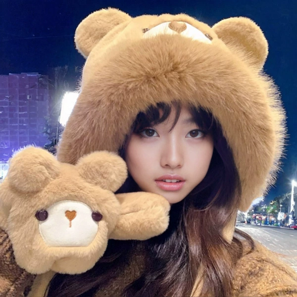 Camel color [Bear Hat+Gloves]