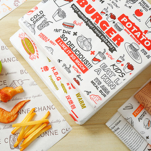 Factory Customized Disposable Greaseproof Paper, Coated Greaseproof Wrapping Paper for Cake Baking, Chicken Roll Burger Paper