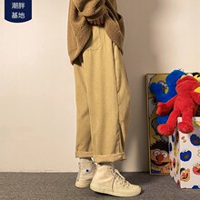 春秋日系复古潮流胖子大码灯芯绒休闲裤男潮牌宽松直筒百搭阔腿裤