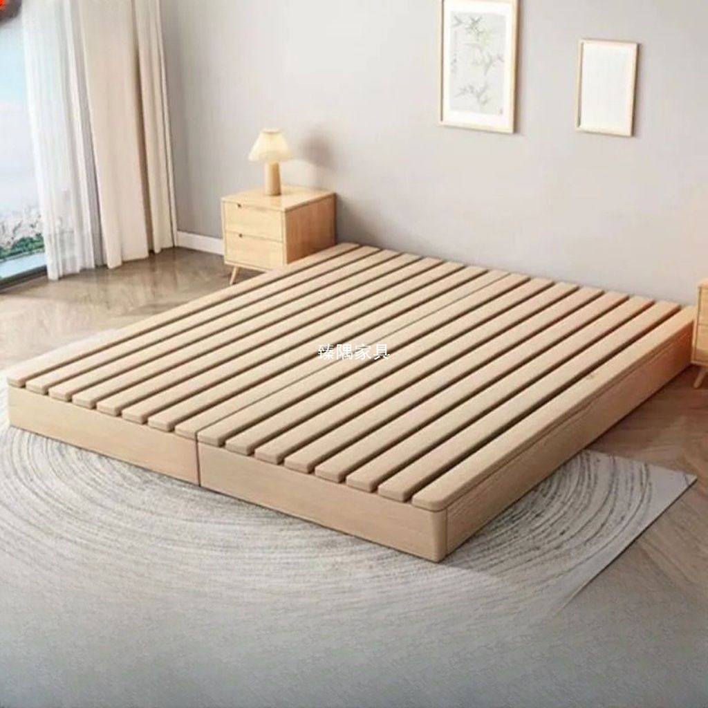 Cama de madera maciza de tatami sin cabecera de cama ventilada a prueba de humedad esqueleto de costilla de alquiler de vivienda estilo japonés cama de terraza de viento