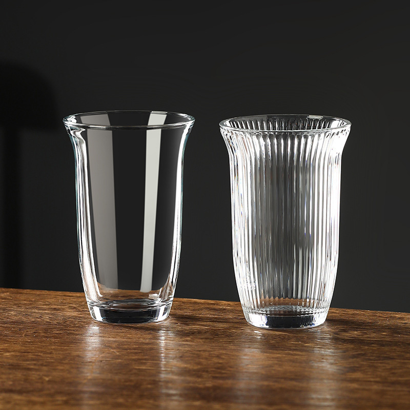 Taza de café de vidrio con boca abierta, taza de café de hielo americano, taza de agua doméstica, taza de cóctel, taza de jugo, taza de bebida