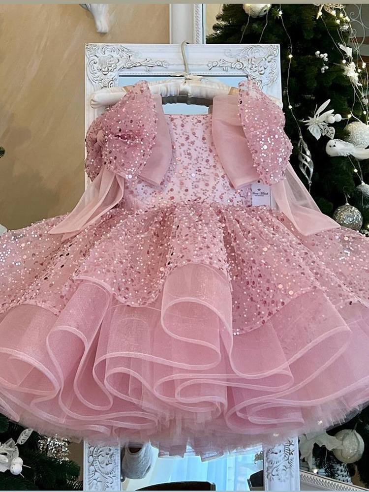 Children Princess Dress Girls Girls Dress Bow Putch Skirt Sequenant Princess Skirt