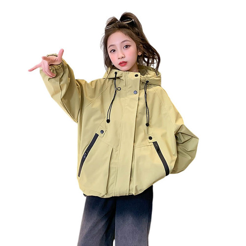 Girls Spring Jackets 2024 New Fashionable Big Kids Girls Jackets Children's Spring and Autumn Jackets Hooded Tops