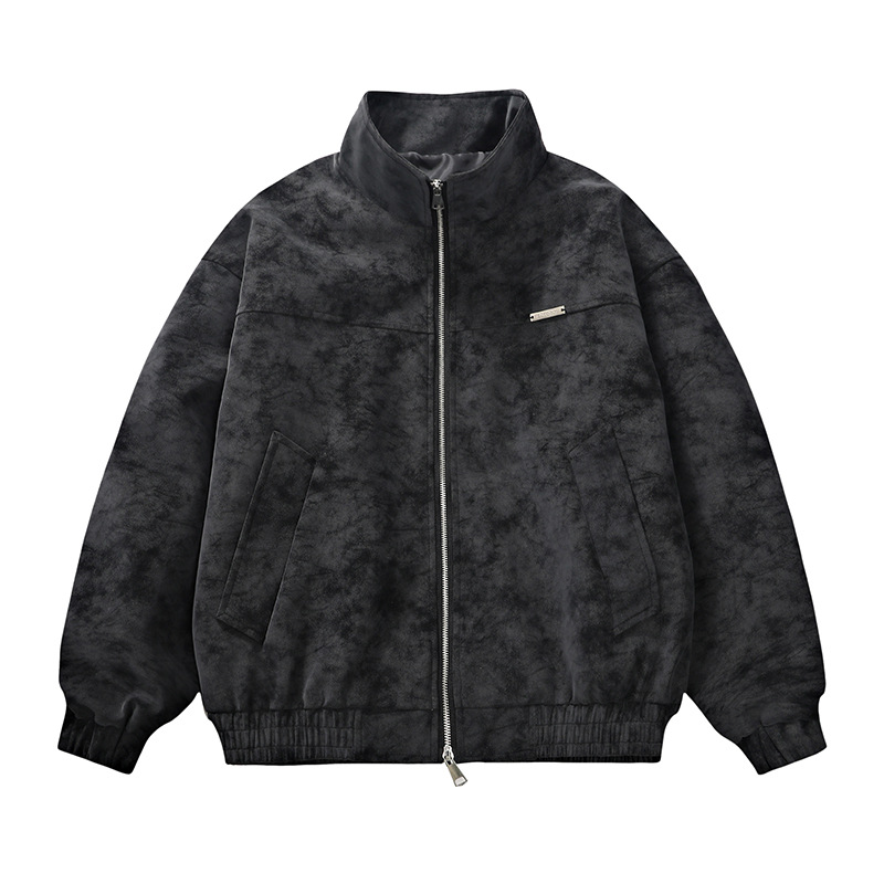 数据爆款飞行夹克双拉链教练翻领PU皮外套JK3050