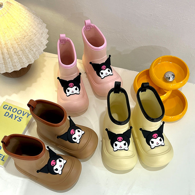 Children's Rain Boots Summer 2025 New Girls' Kuromi Rain Boots Girls' School Non-Slip Water Shoes for Middle and Large Children