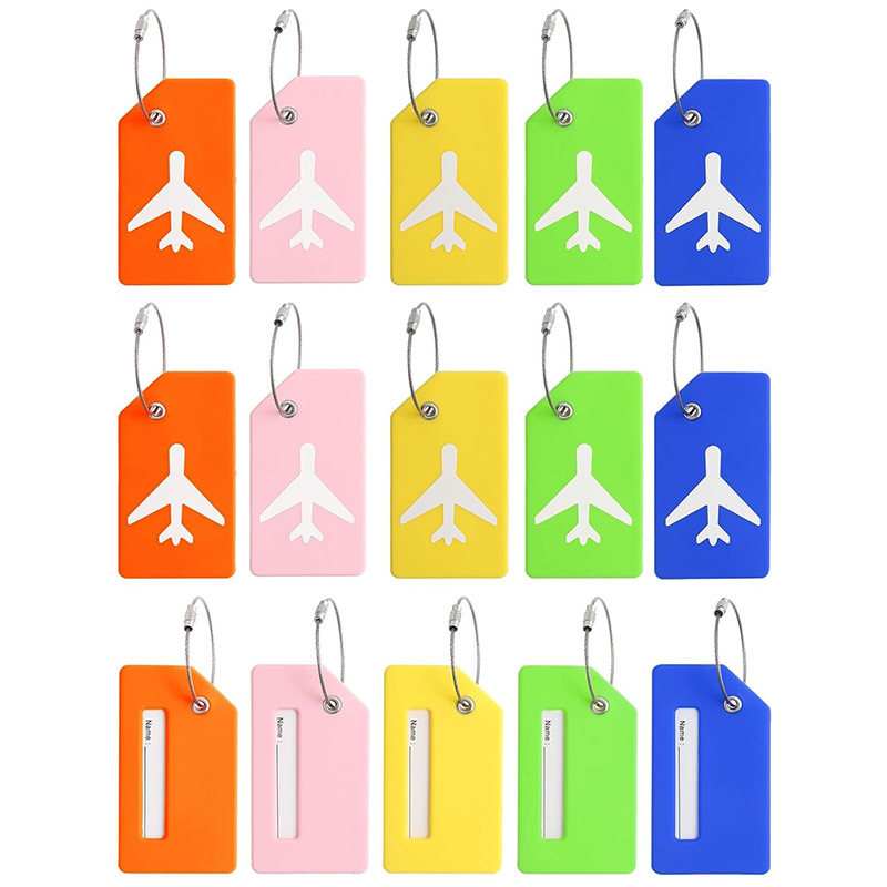 Hot Selling Multi-Color Silicone Luggage Hanging Boarding Style Travel Suitcase Anti-Lost Logo Name Pendant Luggage Tag
