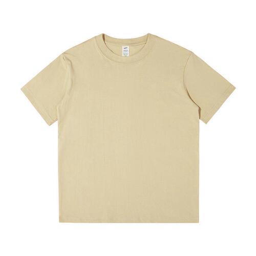 Three-needle American 300g heavy cotton short-sleeved T-shirt, men's pure color retro workwork base shirt, half sleeves loose