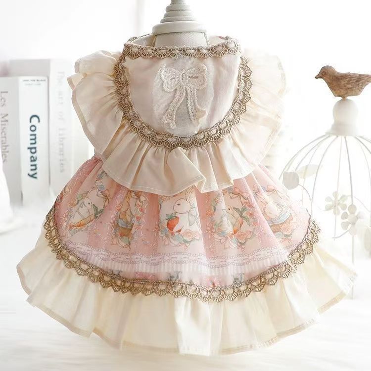 犬服春夏猫プリンセスドレス高精細ロリータ金縁ウサギ小型犬テディビションペット|undefined