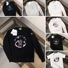跨境货源秋冬季纯棉MK刺绣标印花圆领卫衣男女同款情侣宽松长袖