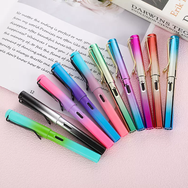 彩色正姿学生练字钢笔 渐变色办公礼品铱金笔订logo签字笔