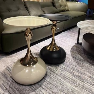 Light Luxury Living Room Sofa Side Table, High-End Simple Italian Style Small Coffee Table, Bedside Table, Mobile Small Table Side