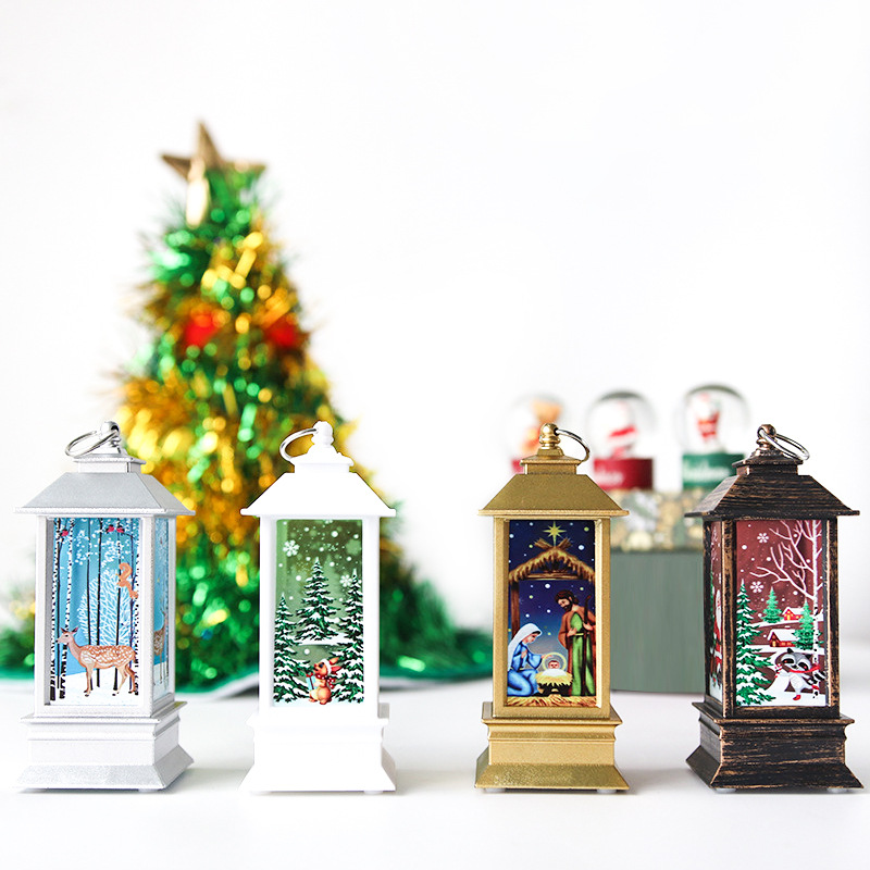 Navidad viento lámpara sueño noche lámpara pequeña lámpara de aceite llama vela candelabro Navidad iluminación decoración de escritorio