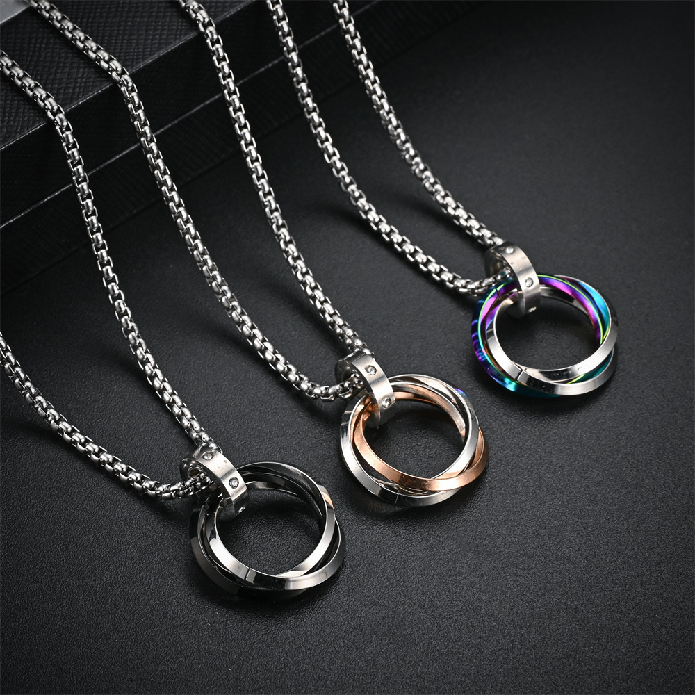 Retro Solid Color Stainless Steel Pendant Necklace 1 Piece display picture 3