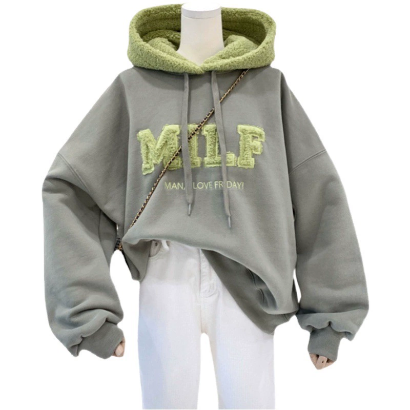 Толстовка с капюшоном, европейский и американский стиль, осенняя новинка Amazon, вышивка букв, длинный рукав, женская, 2025 год