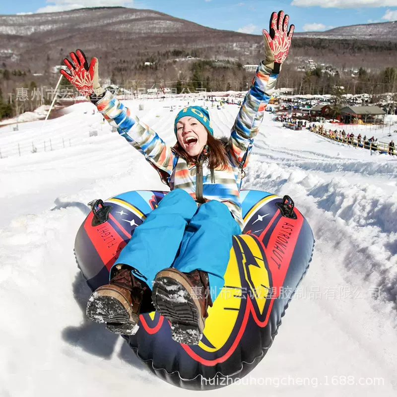 工厂订做加厚PVC充气儿童滑雪圈火箭滑水圈雪地玩具夏日滑水筏