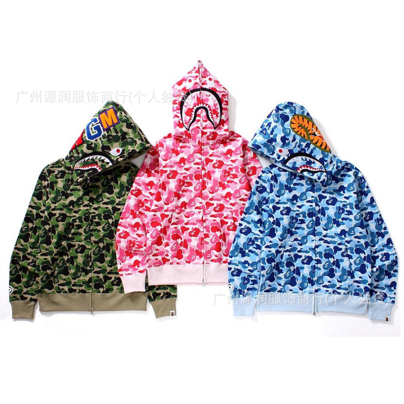 Cross-Border Foreign Trade Dropshipping High-Quality Version Trendy Brand Bape Shark Camouflage Zip-Up Hoodie Jacket Cross-Border Foreign Trade Dropshipping High-Quality Version Trendy Brand Bape Shark Camouflage Zip-Up Hoodie Jacket