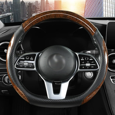 Foreign Trade Dropshipping Car Steering Wheel: Steering wheel cover - d-elegant-coffee-38cm-remarks-on-size