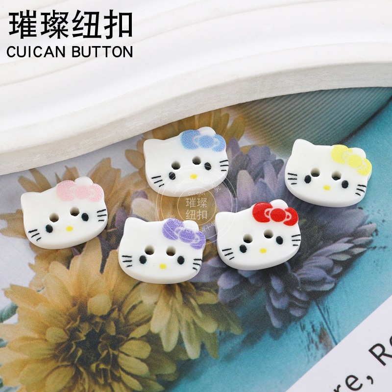 彩色卡通小猫两眼纽扣时尚小清新服装外套连衣裙睡衣装饰手缝扣