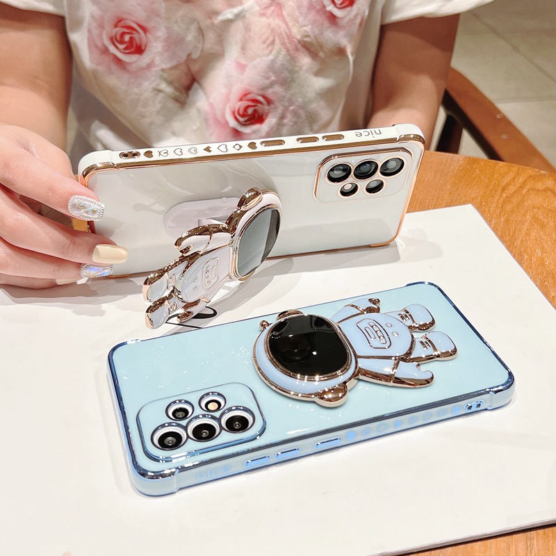Side Electroplated Heart Compatible With Samsung S26U Phone Case Soft Full Coverage Anti-drop Astronaut Stand For 15pro_voghion.com