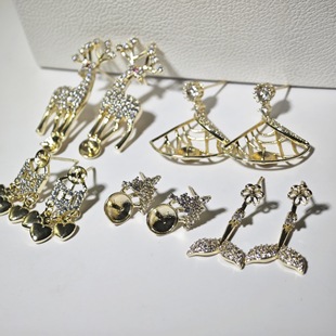 DIY earring accessories Dan Tao S925 silver needle full diamond ice queen pearl earring holder European and American earring earring