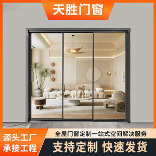 跨境热销极窄房间推拉门简易三联动移门铝合金阳台吊轨平推门-阿里巴巴