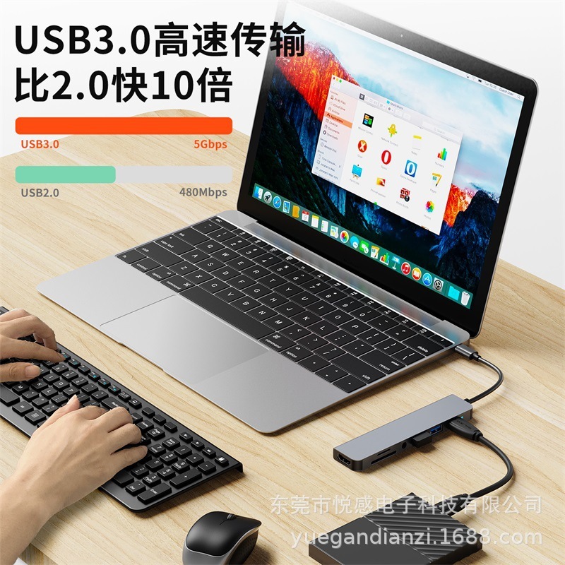跨境七合一扩展坞type-c集线器usb3.0 HUB笔记本转换器7口拓展坞|undefined