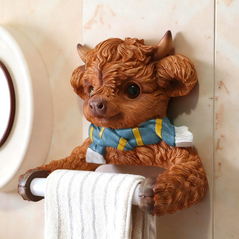 Nordic Style Highland Cow Paper Towel Holder Bathroom Creative Decoration Home Resin Statue Towel Rack Toilet Paper Holder Crafts Nordic Style Highland Cow Paper Towel Holder Bathroom Creative Decoration Home Resin Statue Towel Rack Toilet Paper Holder Crafts