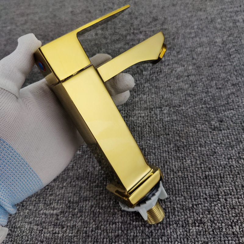 Golden washbasin single cold washbasin faucet bathroom toilet basin wash basin bathroom cabinet faucet wholesale