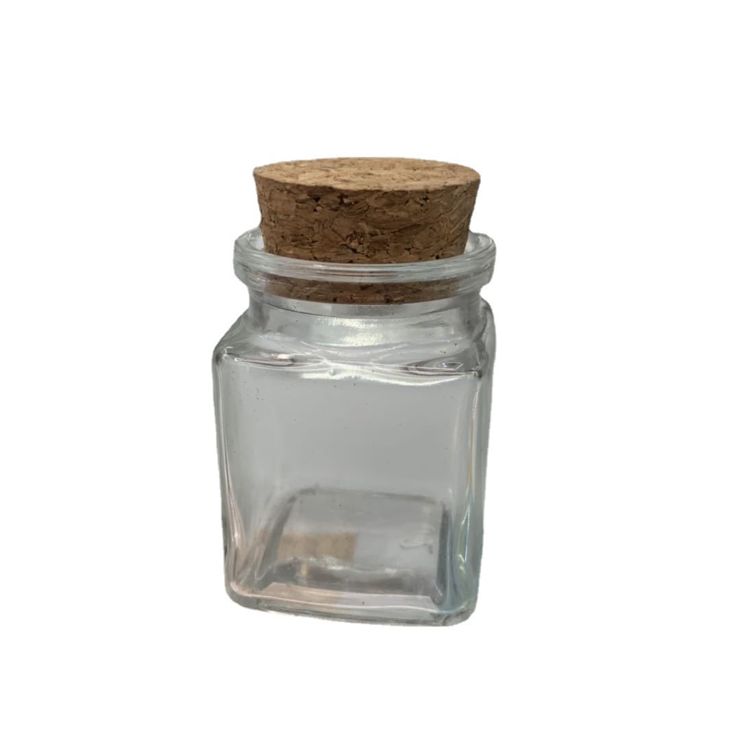 Amazon en stock botellas de especias de vidrio transparente botellas de especias mini botellas de condimentos de corcho condimento