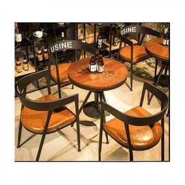奶茶店桌椅套装咖啡厅酒吧网红清吧洽谈接待组合实木阳台小圆桌子