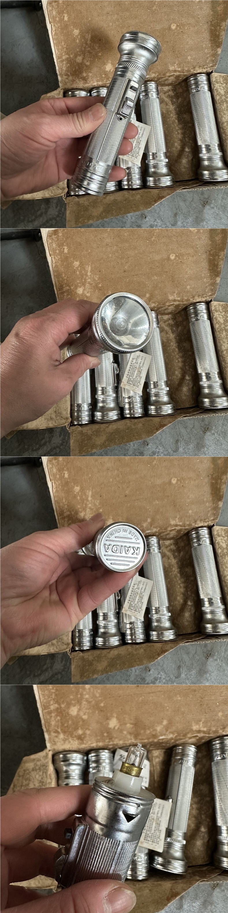 Vintage flashlight, Kaida brand, warm light, for home use, nostalgic lighting, small flashlight (requires 2 AA batteries for operation)