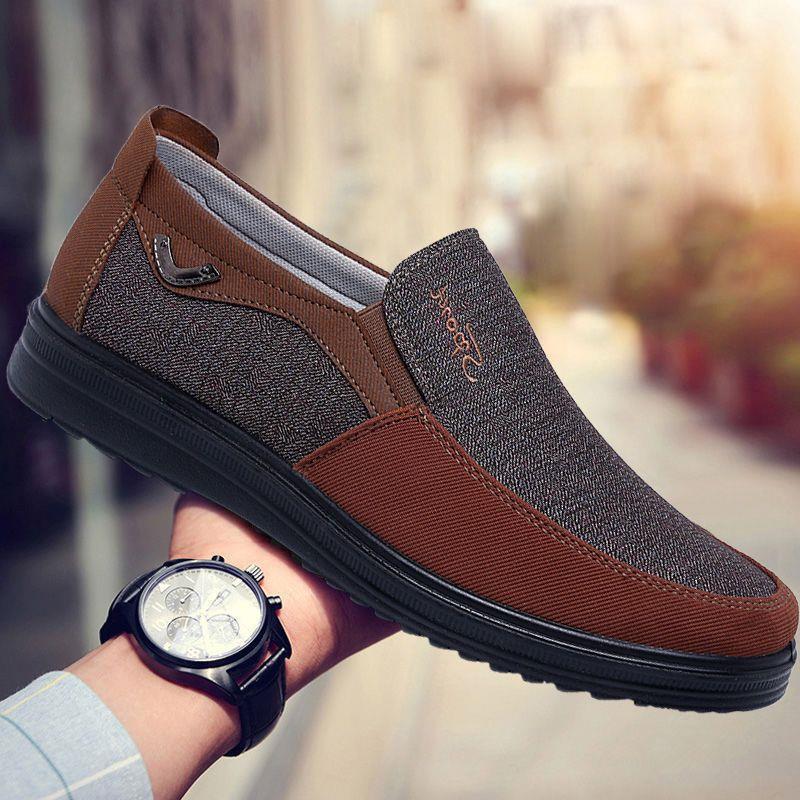 Old-Style Cloth Shoes for Men, Spring and Autumn Models, Soft-Soled, Non-Slip, Breathable Single Shoes for Elderly Fathers, Casual Shoes for Middle-Aged and Elderly Men