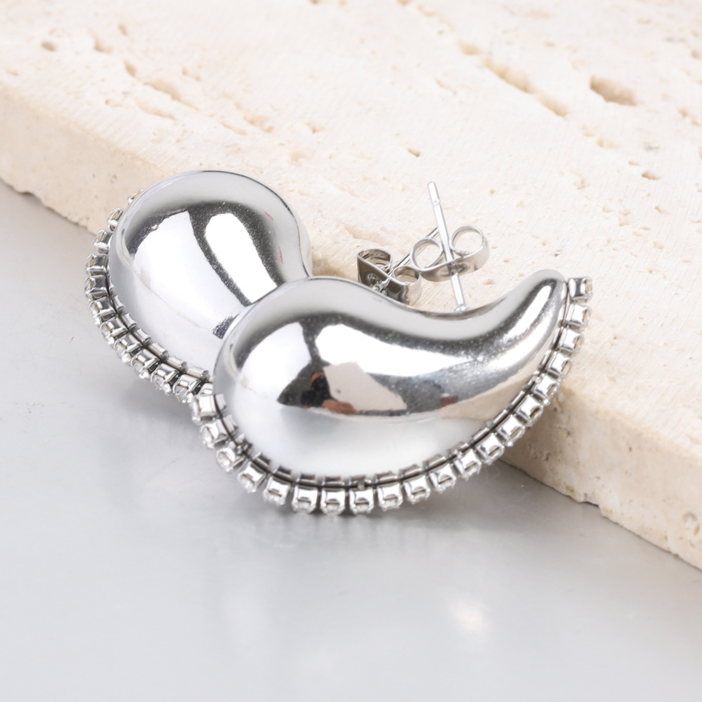 Daily Occasion Titanium Steel Material 1 Pair Simple Style Water Droplets Plating Inlay Titanium Steel Zircon 18k Gold Plated Ear Studs