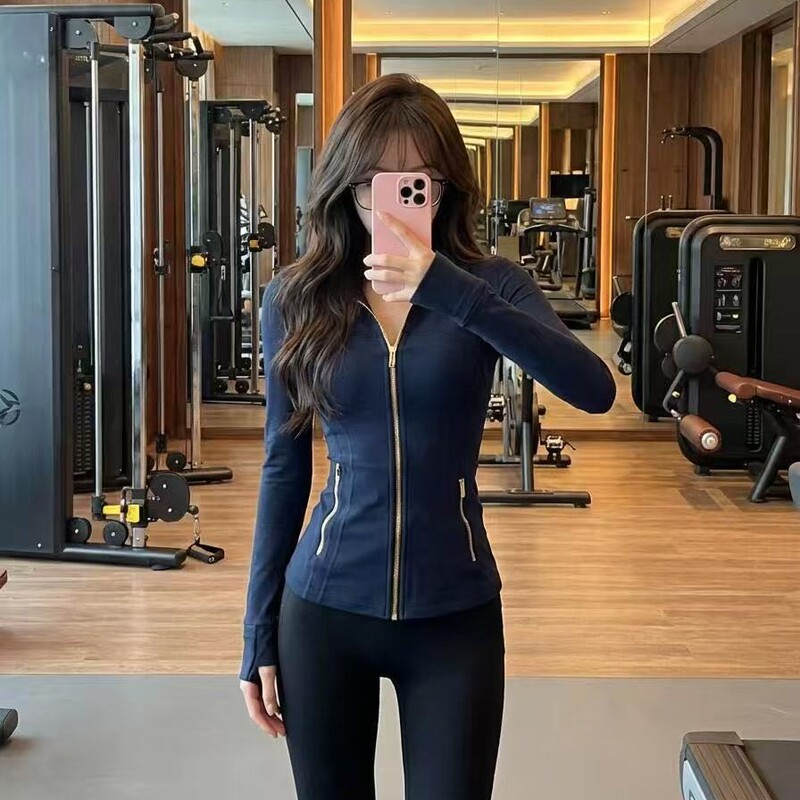 LUlU Same DF Gold Zipper Yoga Suit Slim Fit Slim Fitness Yoga Jacket Phnom Penh Sports Casual Jacket Women LUlU Same DF Gold Zipper Yoga Suit Slim Fit Slim Fitness Yoga Jacket Phnom Penh Sports Casual Jacket Women