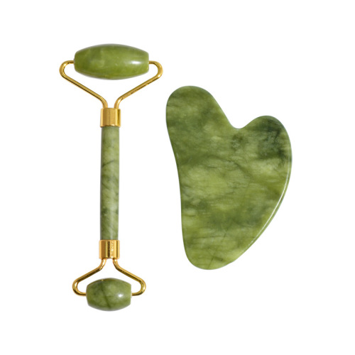 New Green Phoenix Jade Roller Heart-Shaped Scraping Board Facial Beauty Device Fresh and Trendy Set Beauty Scraping Board
