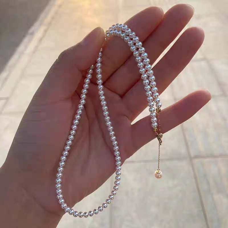 Zhuji Natural Freshwater Genuine Pearl Necklace, Aurora Round Pearls 3-6mm, Aurora Small Pearls, Baby Pearls, Collarbone Chain