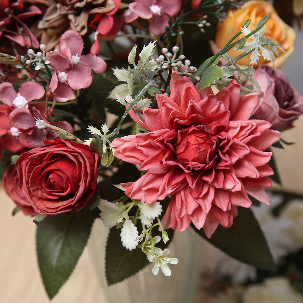 Simulación de flores de rosa de Dalian nuevos productos transfronterizos bodas de mano accesorios de fotografía floral fábrica de decoración directa del hogar