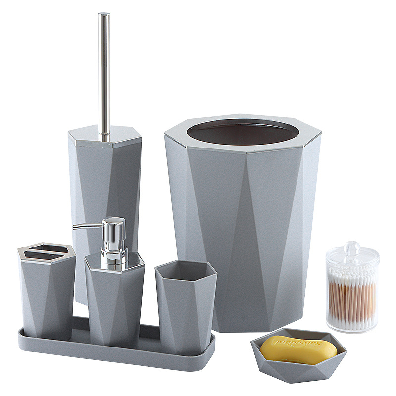 Hotel baño suministros bandeja traje de baño imitación cerámica baño botella traje algodón hisopo caja de algodón puede en stock al por mayor