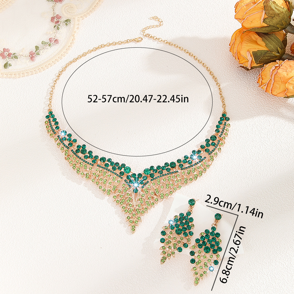 Suministro de fábrica venta directa aleación de diamantes de imitación collar de boda pendientes joyería de boda nupcial banquete joyería de mujer