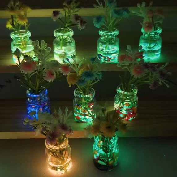 B flores de primavera como brocados flores luminosas 2 paquetes de adornos de jarrón luminoso en miniatura pequeños adornos de automóvil creativos frescos para jugar