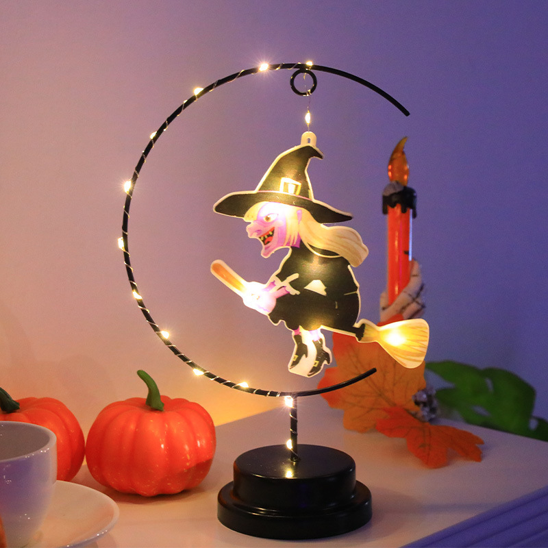 ハロウィーン新商品鉄芸魔女造形灯クモコウモリled銅線灯鬼節パーティー雰囲気装飾灯|undefined