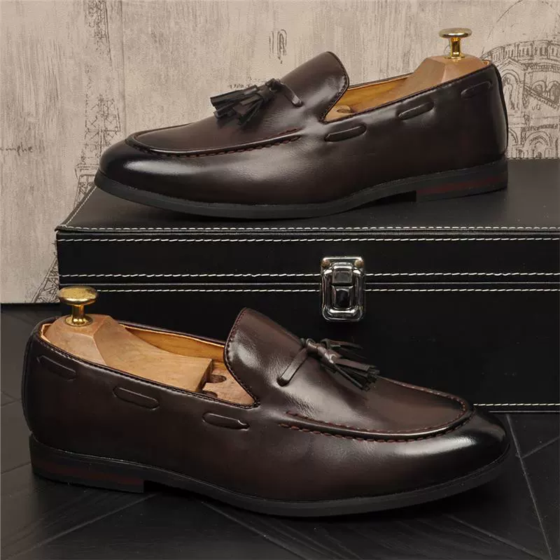 2025 новые стильные слипоны для мужчин, универсальные кожаные туфли в корейском стиле, британские повседневные туфли, обувь для мужских парикмахеров
