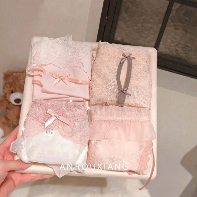 【Spring Water Tea】Lace Panties for Women 2026 New Style Sexy Bowknot Subtle Design Pure Desire Gift Box Set