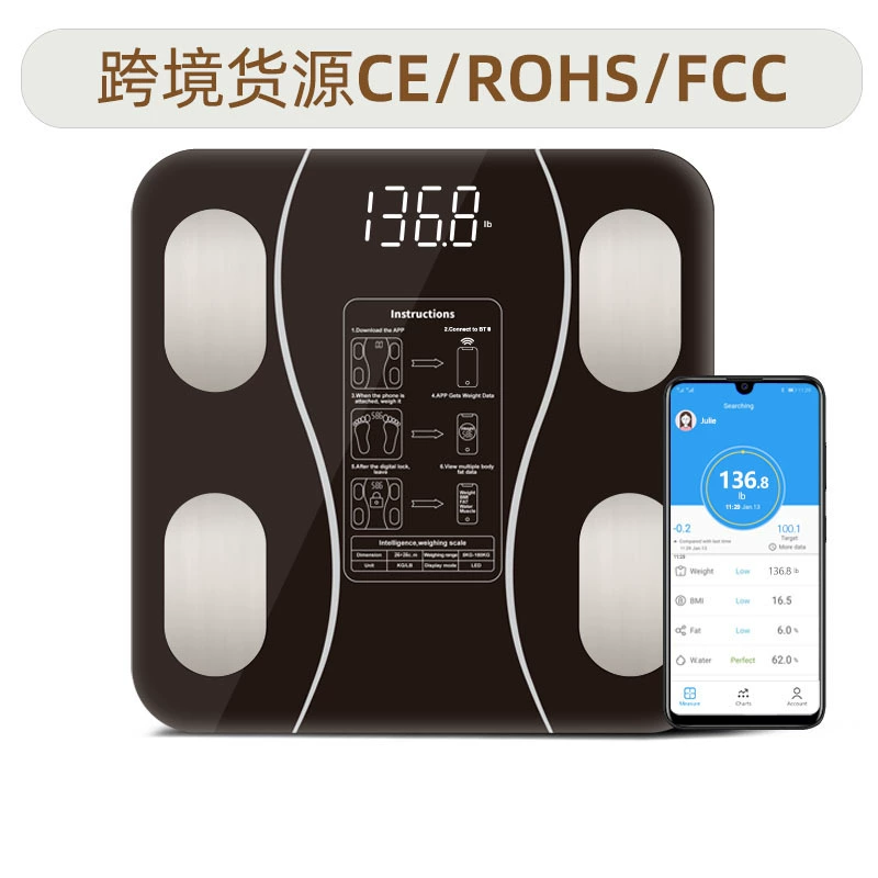 Светодиодные весы для измерения жира в организме с Bluetooth, точные умные весы, бытовые электронные весы, домашние весы для взвешивания