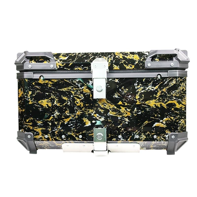 Thickened 45-liter electroplated carbon fiber imitation stainless steel motorcycle rear trunk, universal quick-release with lock (Motorcycle trunk) - 45limitation-carbon-fiberwater-transfer-printing-bag